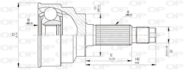 OPEN PARTS Шарнирный комплект, приводной вал CVJ5665.10